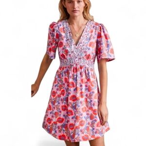 NWT BODEN / ANTHROPOLOGIE Floral Contrast V Neck Dress - Size 12R